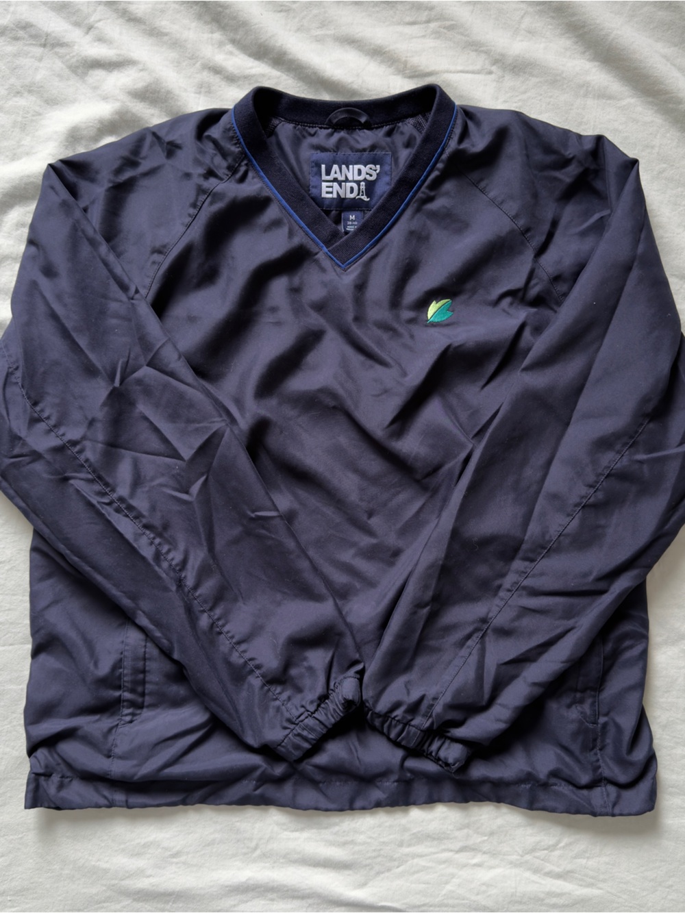Lands' End Men's Navy V-Neck Windbreaker Pullover